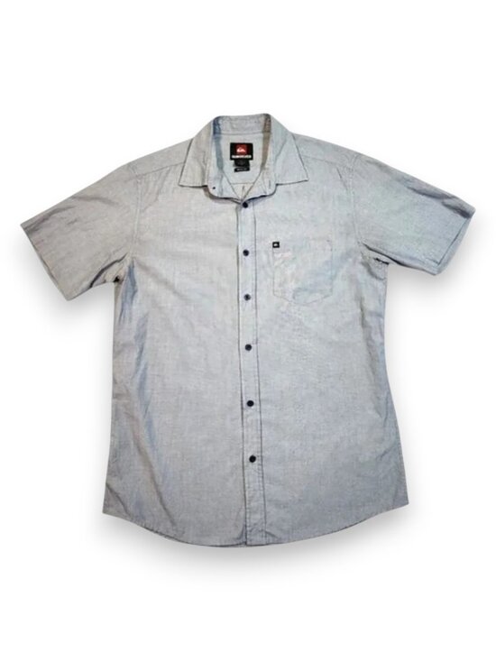 Quiksilver Other - Quiksilver Gray Button Down Shirt Short Sleeve Casual Size Small